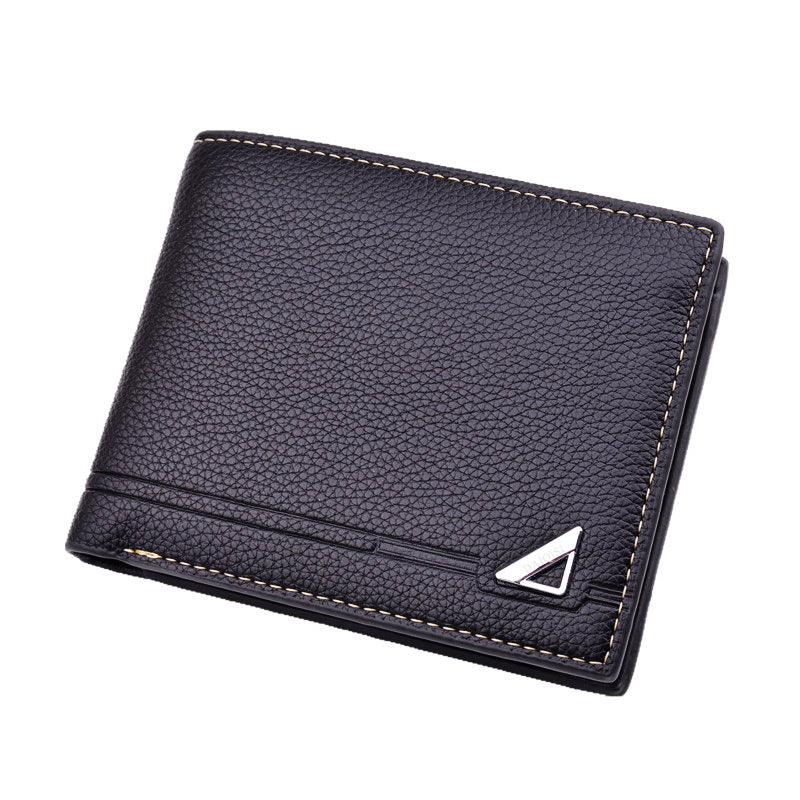 Cartera corta de cuero suave con estampado de lichi para hombre con múltiples ranuras para tarjetas