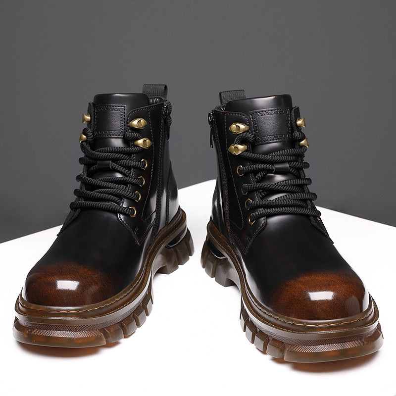 Botas de plataforma estilo británico de algodón cálido con forro polar