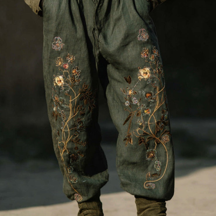 Pantalones casuales, holgados y rectos para hombre con estampado digital.