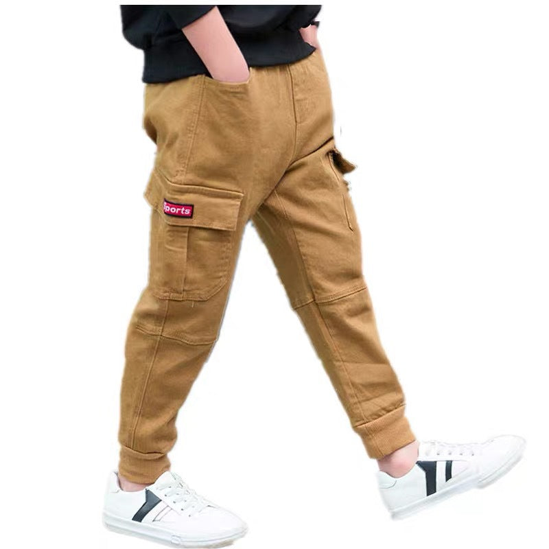 Autumn Trousers Outer Wear Men's Medium And Big Children's Overalls Casual New Fashion