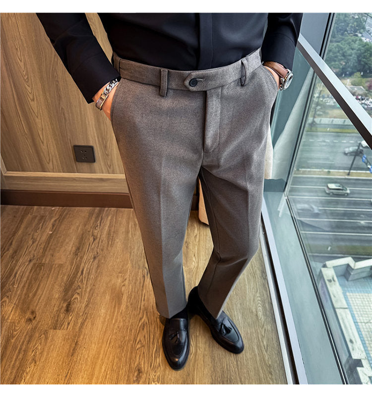 Pantalones de lana gruesos y cálidos con cintura elástica invisible para hombre