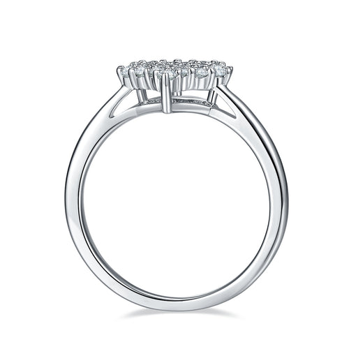 A Luxurious And Fashionable Light Luxury Jewelry Silver Ring Set With Top-quality Moissanite, S925 Silver Plated With Platinum