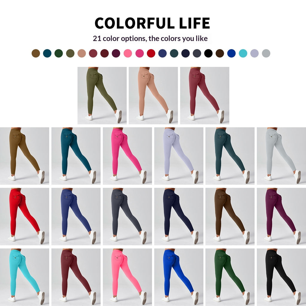 Pantalones de yoga para mujer, de cintura alta, elásticos y ajustados, que realzan los glúteos.