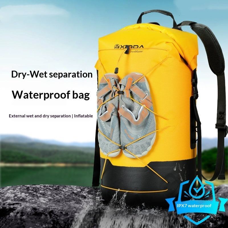 Mochila impermeable IPX7 para exteriores con separación de humedad y humedad