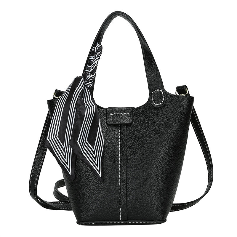 Bolso estilo cubo estilo occidental con pañuelo de seda para mujer