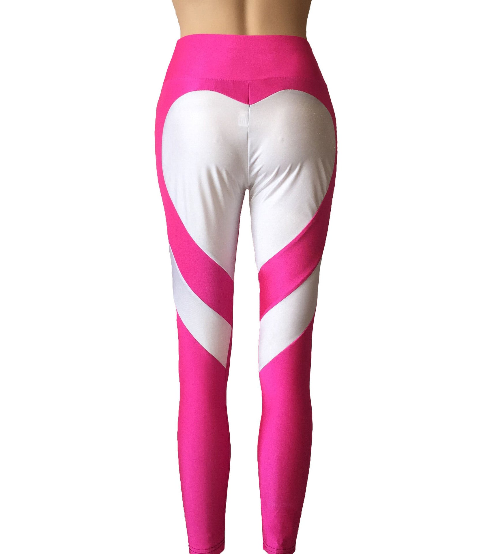 Leggings de patchwork con estampado de corazones que realzan los glúteos y ofrecen una excelente elasticidad.