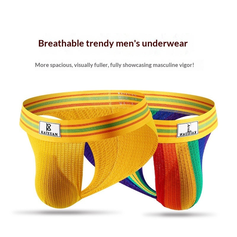 Calzoncillos de corte alto para hombre, ropa interior de punto transpirable, de moda, de verano