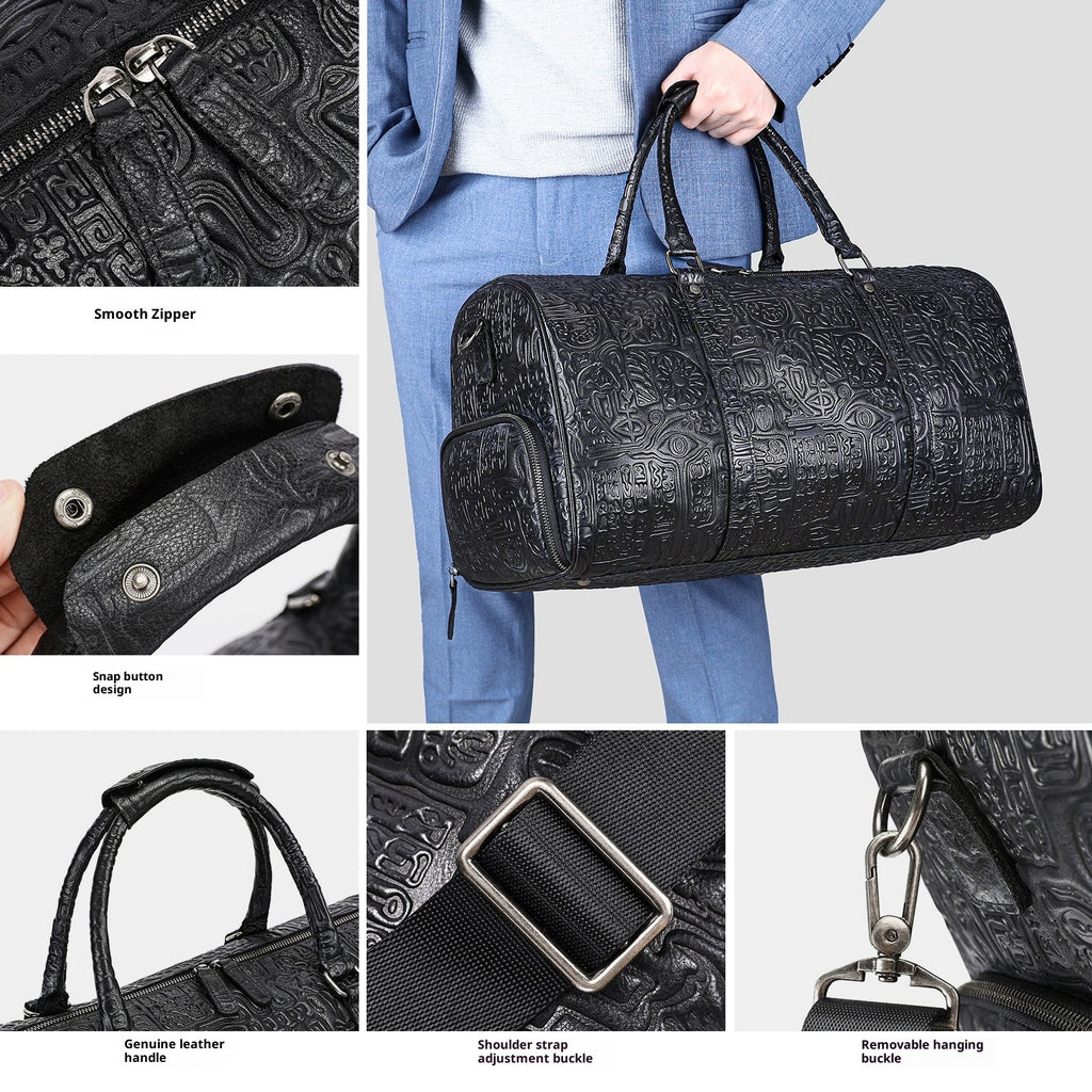Bolso de mano con diseño retro en relieve para hombre