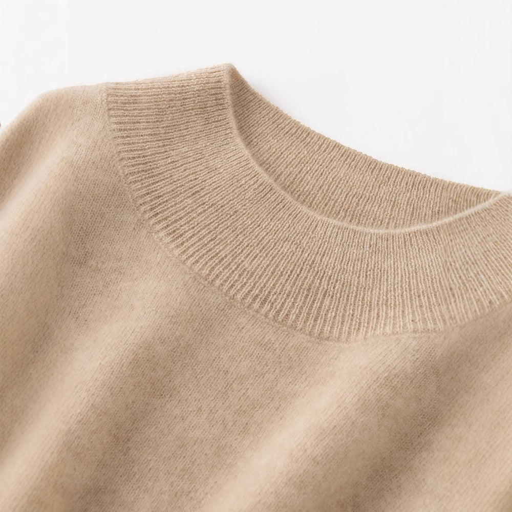 Suéter holgado de cachemira con cuello alto y color liso para mujer