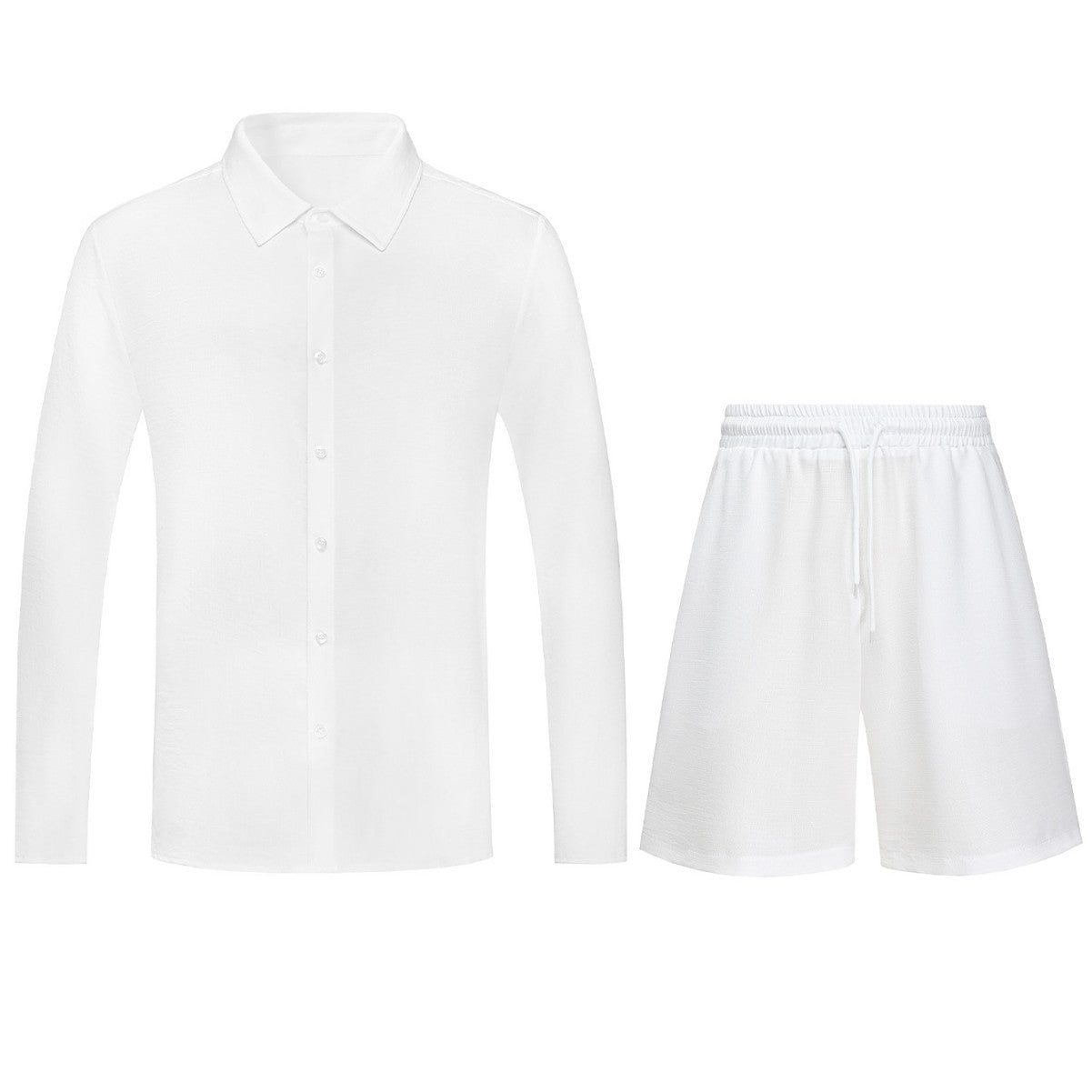 Men's Casual Formal Shirt And Shorts Set