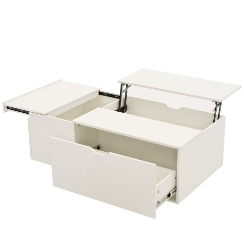 Mesa de centro elevable, mesa de centro con cajón, mesas de té de madera, mesas auxiliares para sofá, muebles de sala de estar, color blanco