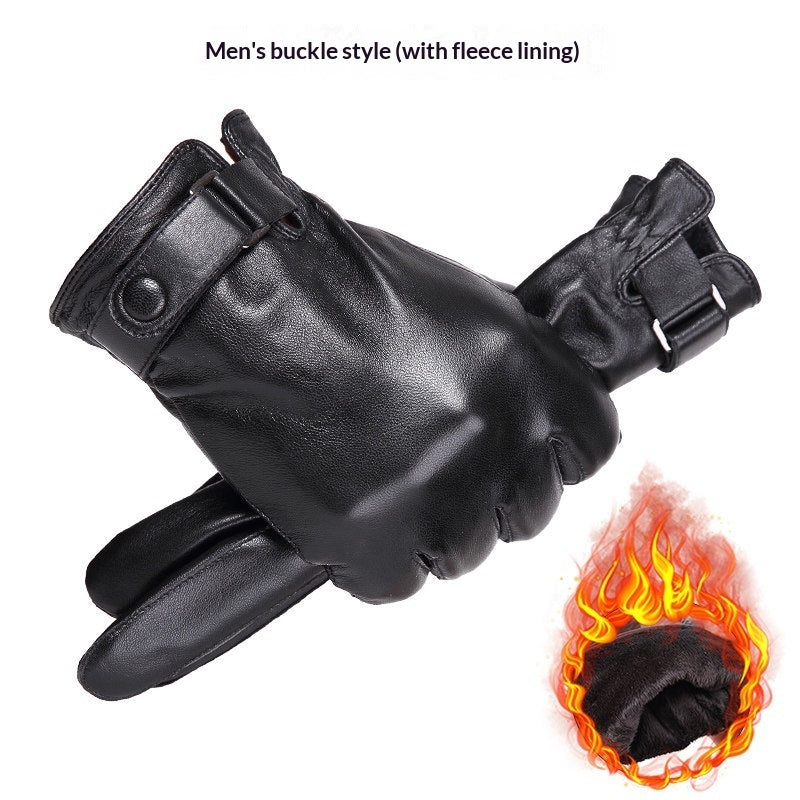 Genuine Leather Gloves With Fleece Lining For Extra Warmth And Waterproof Protection