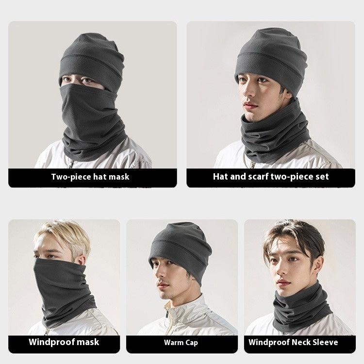 Sombrero Dralon para hombre, máscara de viento de invierno, gorro, pañuelo, conjunto de dos piezas, bolsa de ciclismo, protección para la cabeza y los oídos.