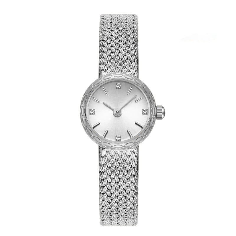 Retro Copper Mesh Womens Versatile Vintage-style Mini Gold Watch