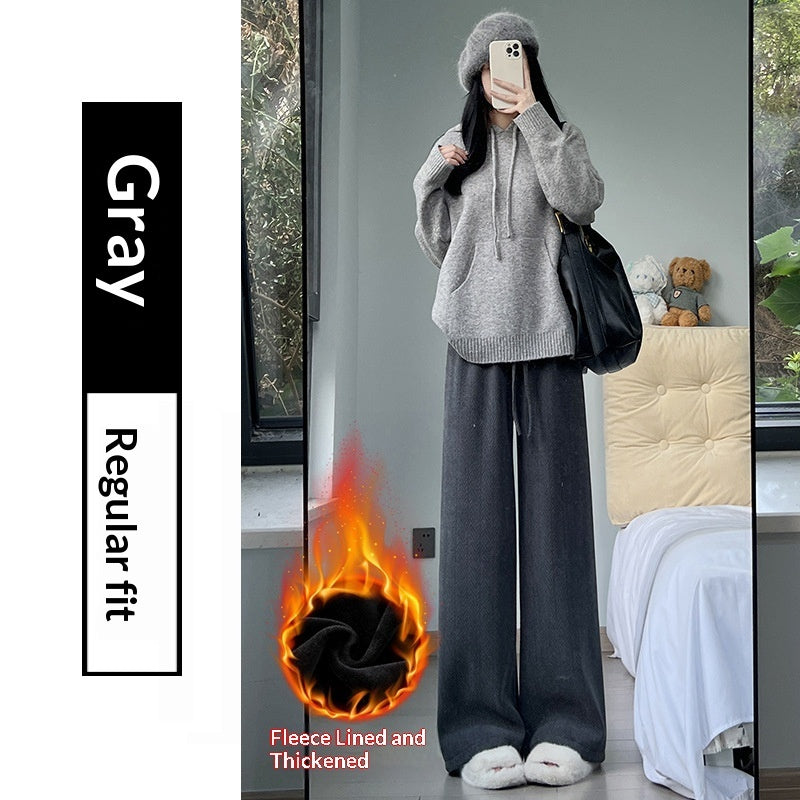 New Relaxed-fit Figure-flattering Straight-leg Casual Lounge-style High-waist Slim Wide-leg Pants