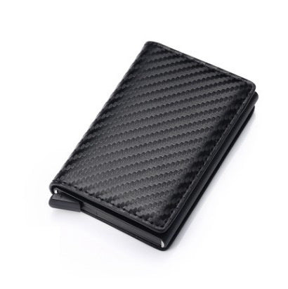 Cartera de cuero sintético para tarjetas de crédito, monedero para negocios, tarjetero RFID, automática, de aleación de aluminio, para hombre