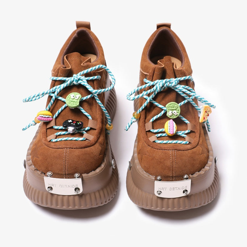 Zapatos de plataforma de cuero con cordones y plataforma de verano Dopamine