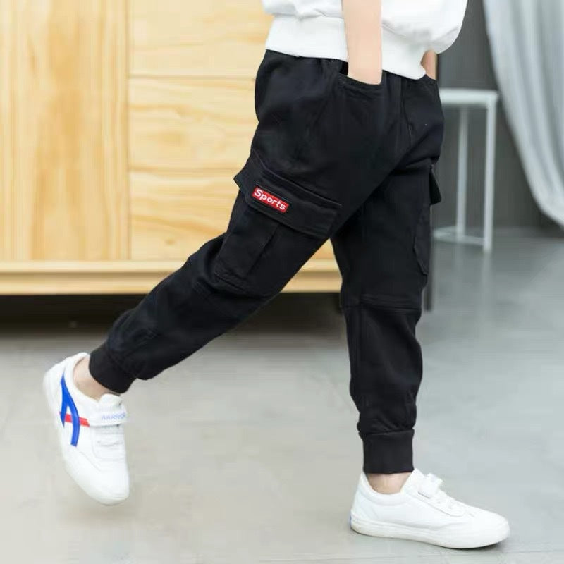 Autumn Trousers Outer Wear Men's Medium And Big Children's Overalls Casual New Fashion