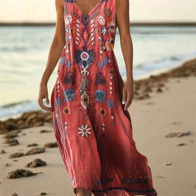 Vestido sin mangas estampado de moda para mujer