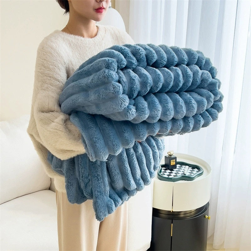 Rabbit Plush Multifunctional Blanket Strip Milk Fiber Bedding