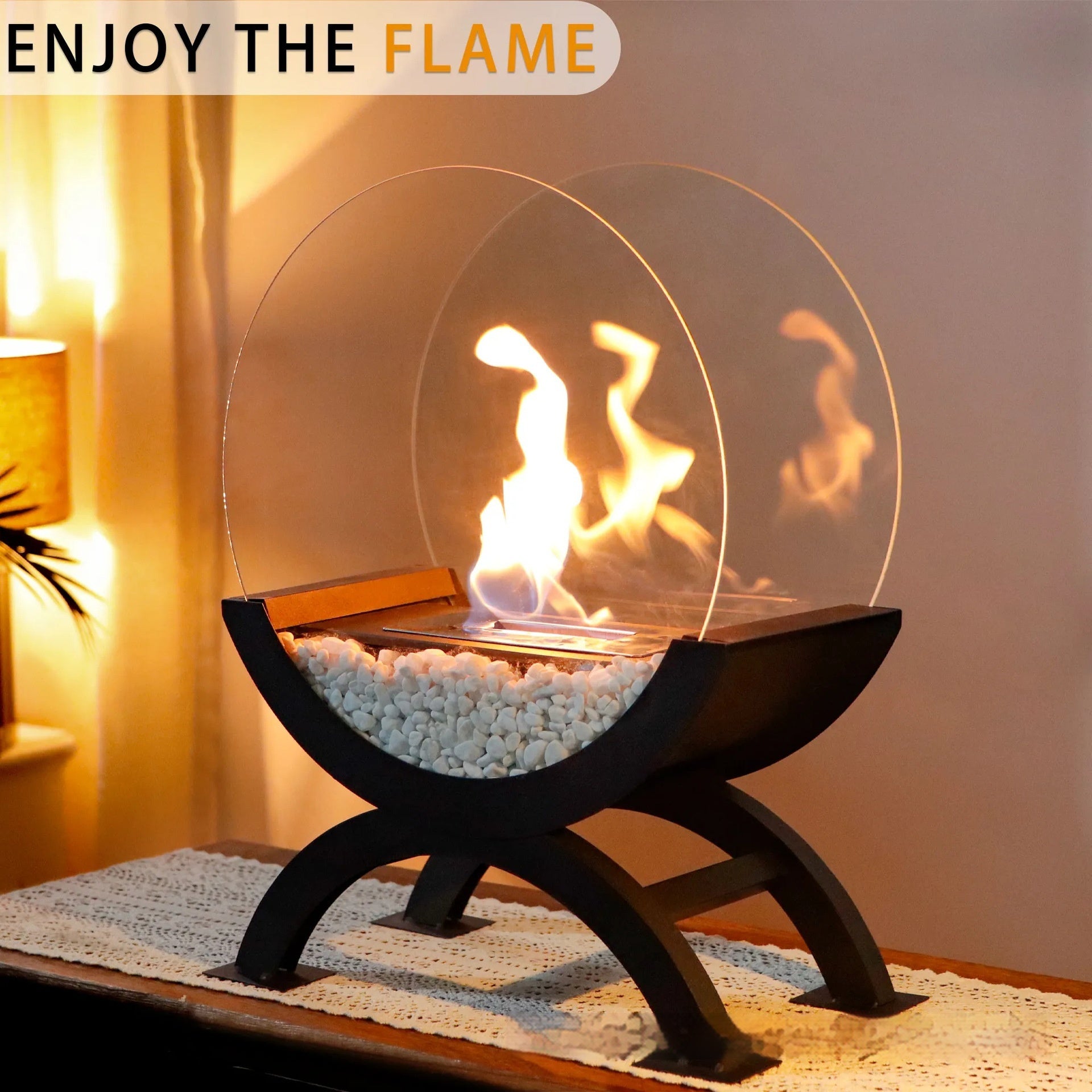 Lámpara de chimenea de alcohol de escritorio pequeña para interiores, calefacción doméstica