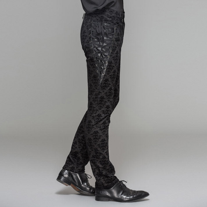 Pantalones casuales gruesos de cintura alta estilo retro palaciego para hombre
