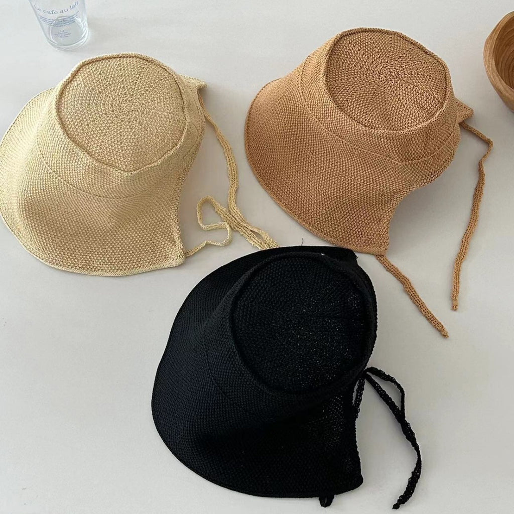 Sombrero de pescador de ala ancha y parte superior plana estilo francés para mujer