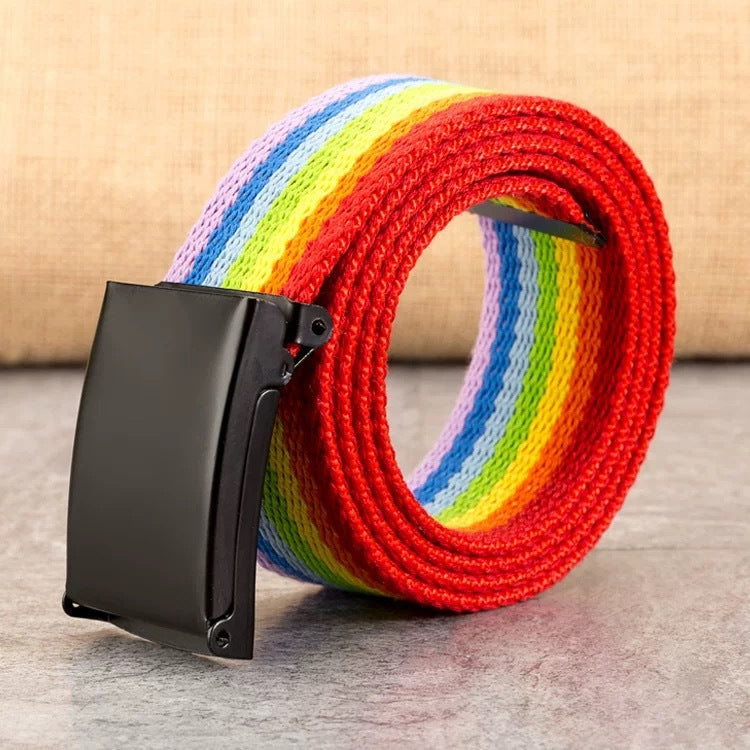 Cinturón de lona con cierre a presión para hombre, color caramelo