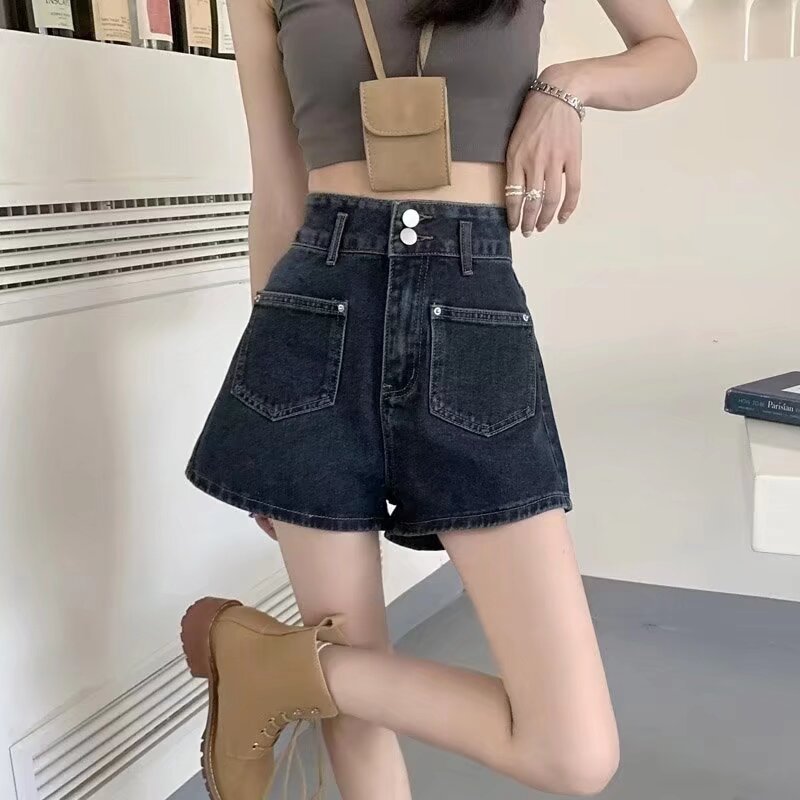 Nuevos pantalones cortos vaqueros adelgazantes de estilo americano, de pierna recta y pierna ancha