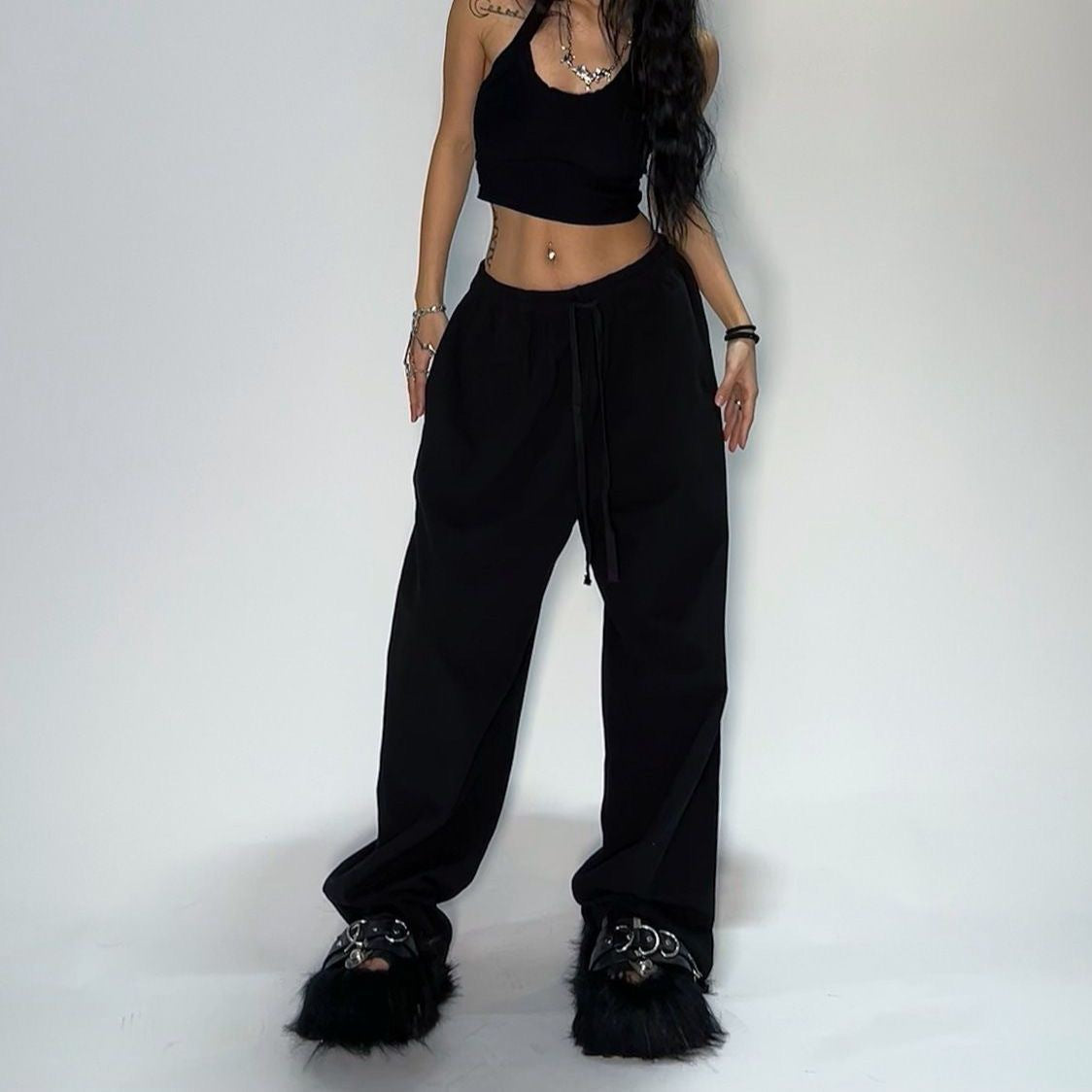 Pantalones deportivos holgados, versátiles y de color liso para mujer