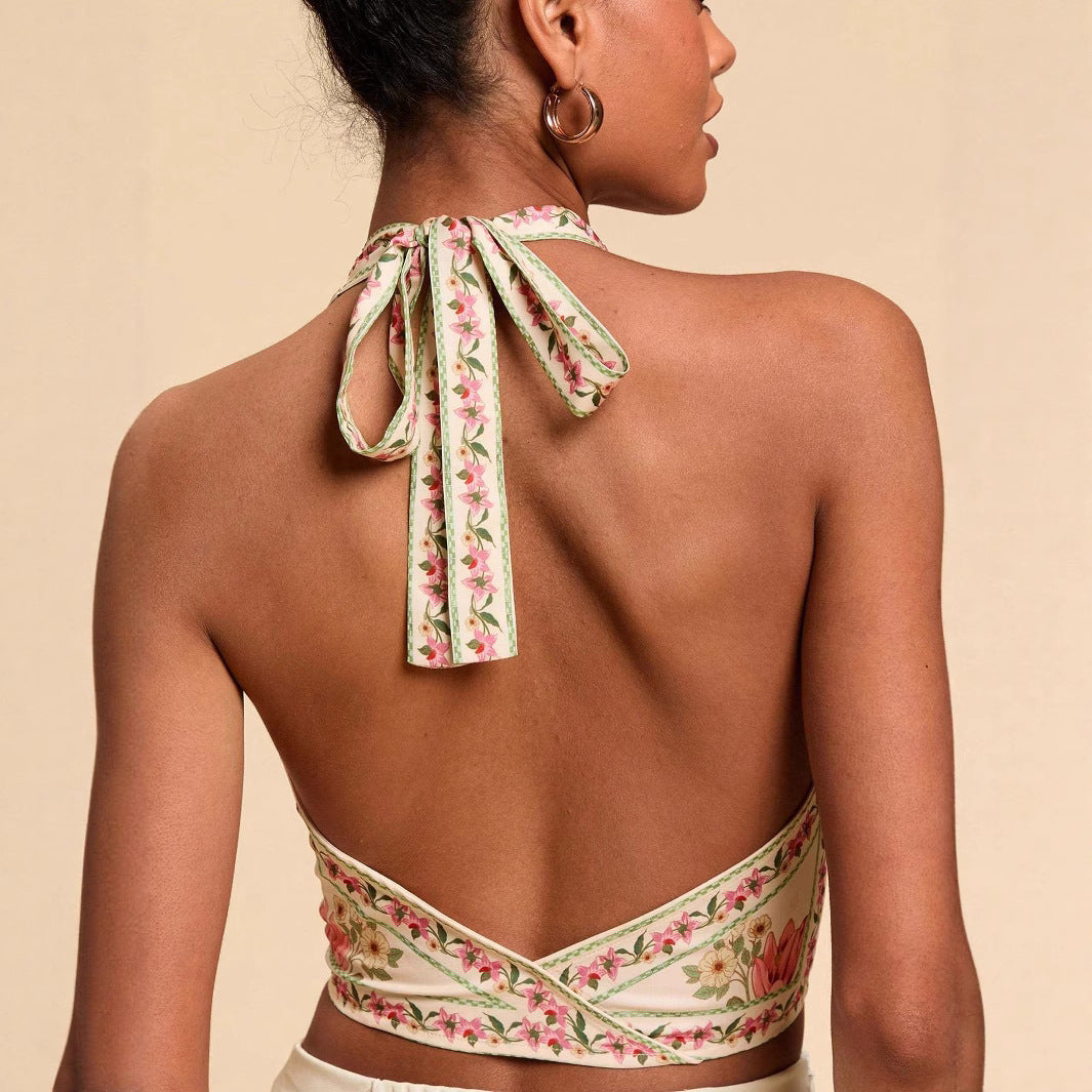 Women's Fashion Casual Backless Printed Camisole