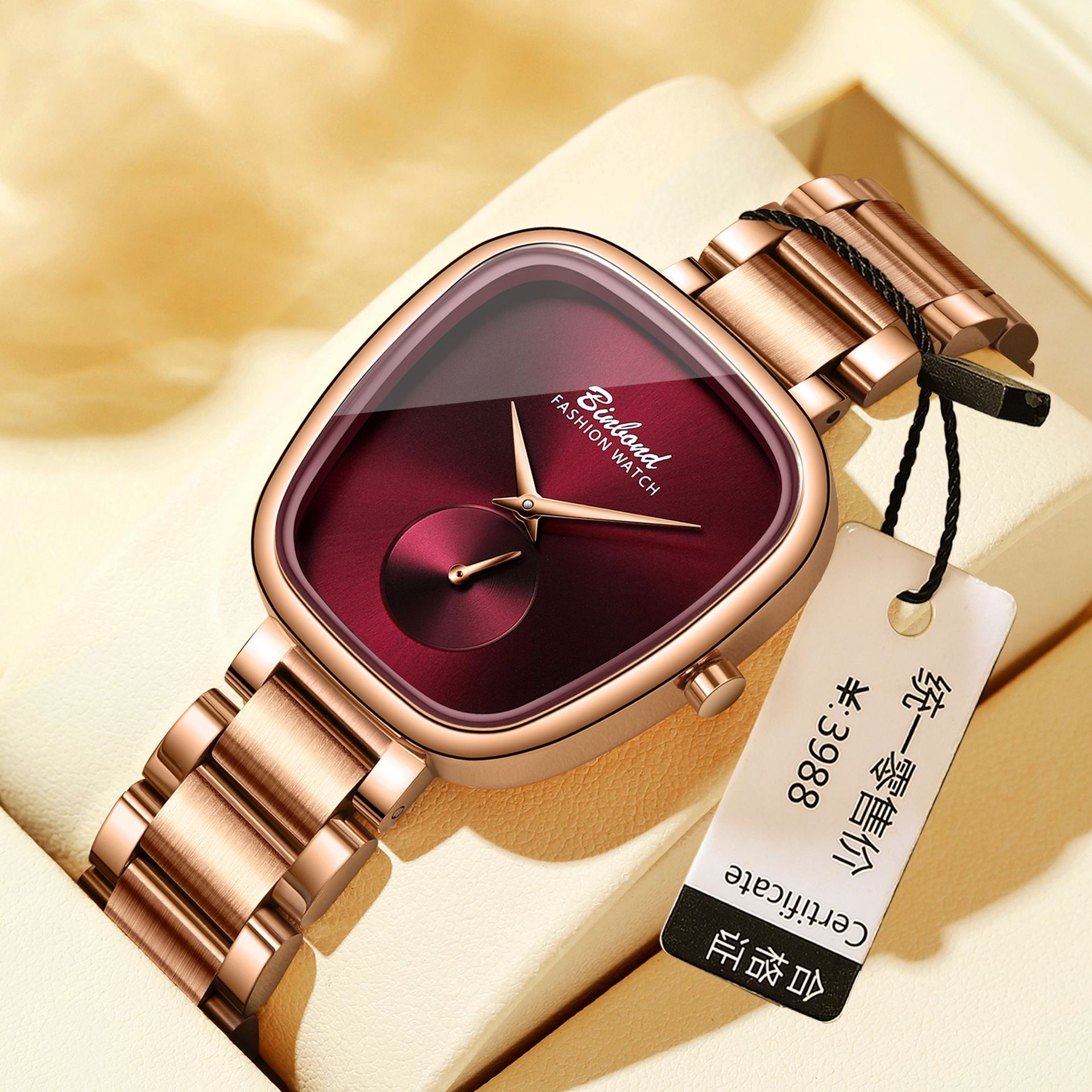 Reloj de cuarzo de acero inoxidable resistente al agua para mujer