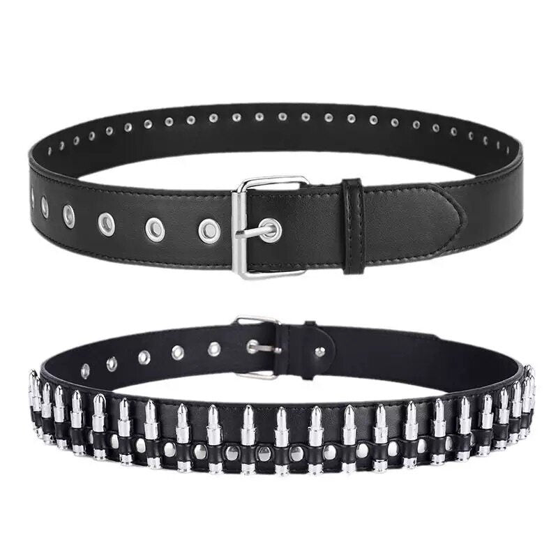 Rivet Belt Black Spicy Girl Style Punk-inspired Versatile