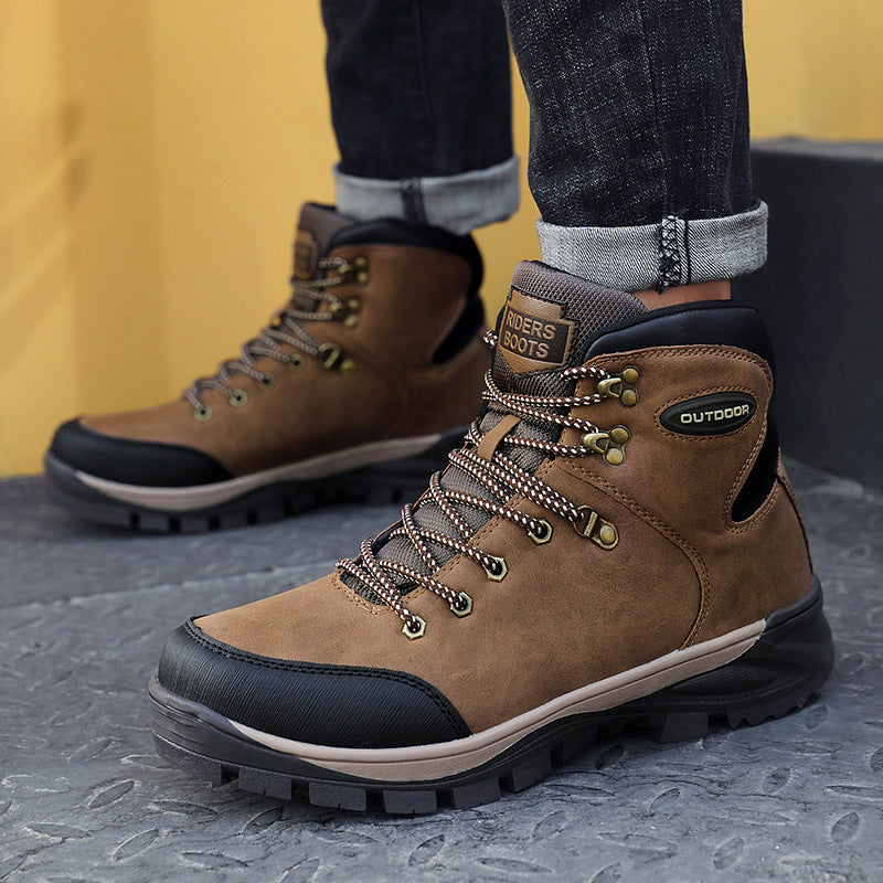 Botas altas de algodón para hombre, de talla grande, de invierno, con terciopelo para mantener el calor.