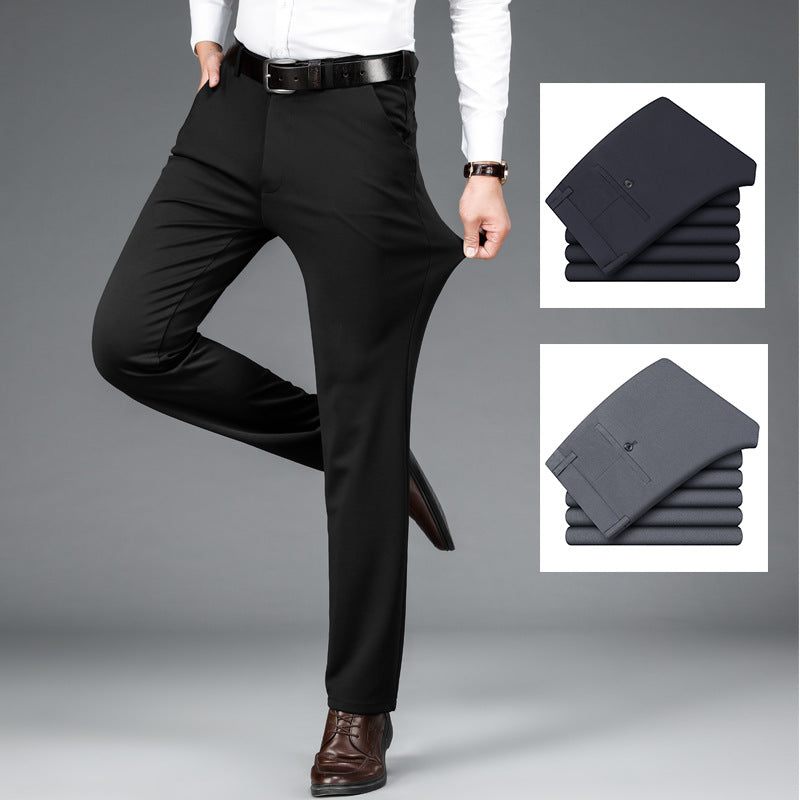 Pantalones casuales rectos de negocios elásticos para hombre
