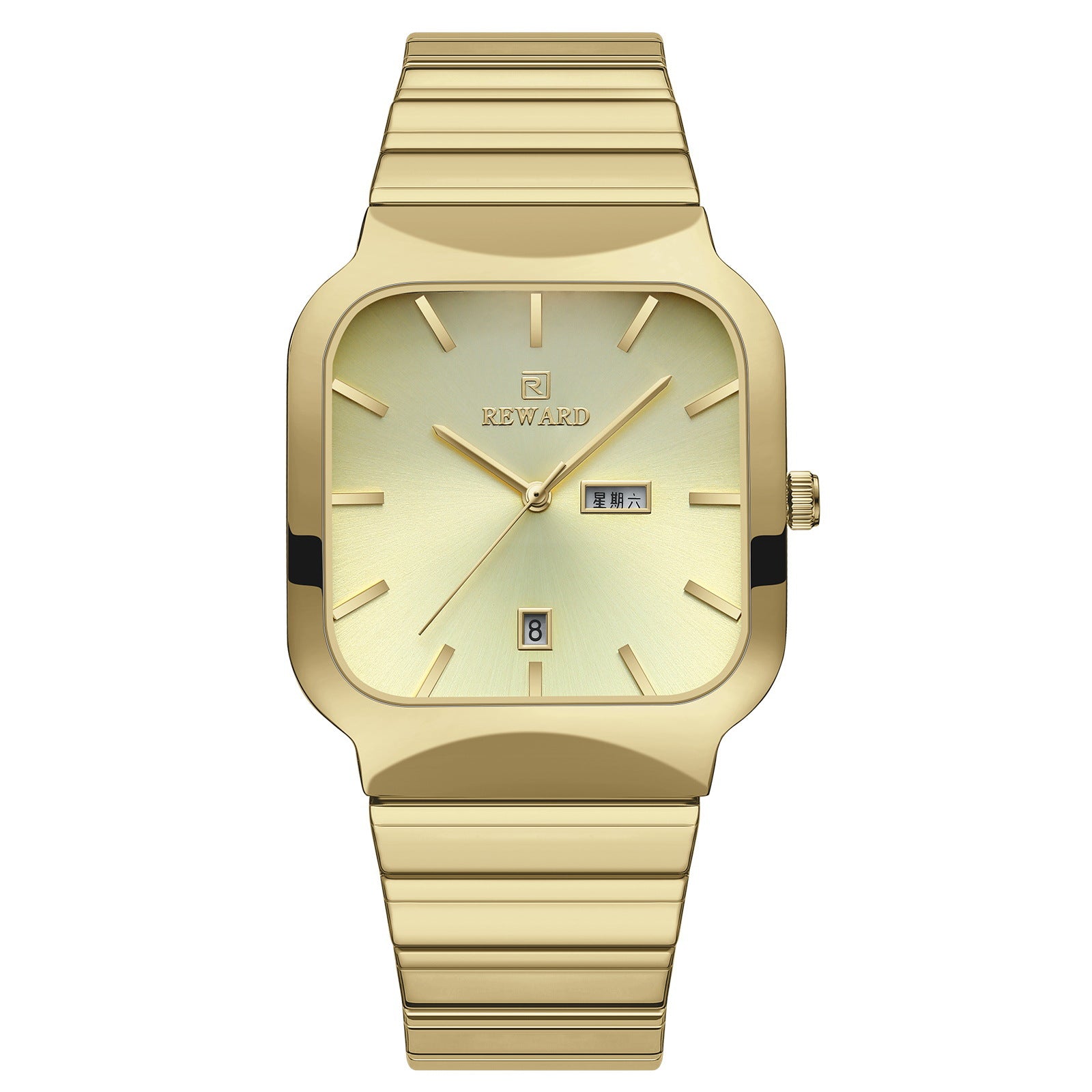 Reloj funcional informal de pareja con doble punta cuadrada