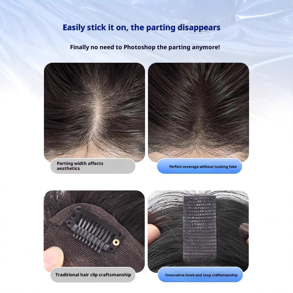 Peluca de cabello real con flequillo y cabeza de velcro