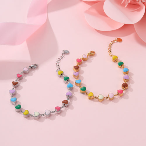 Collar de aceite colorido con forma de corazón de amor y pulsera de acero de titanio