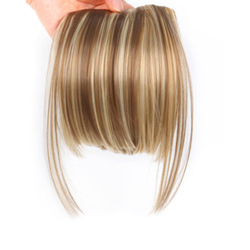 Peluca sintética de estilo europeo y americano con flequillo lateral y pinzas para el pelo para mujer.