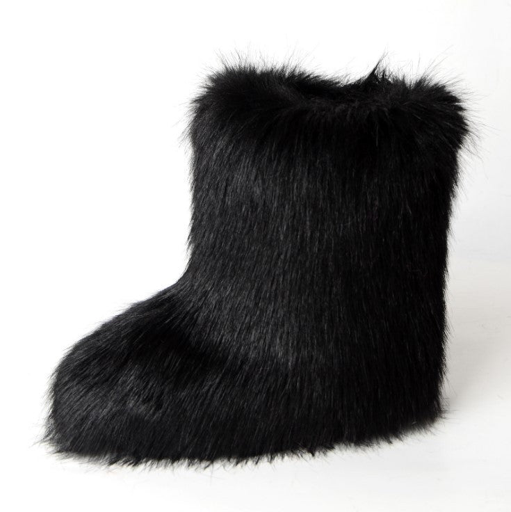 Zapatos de mujer Botas de piel de zorro Botas de nieve anti-piel de forro polar