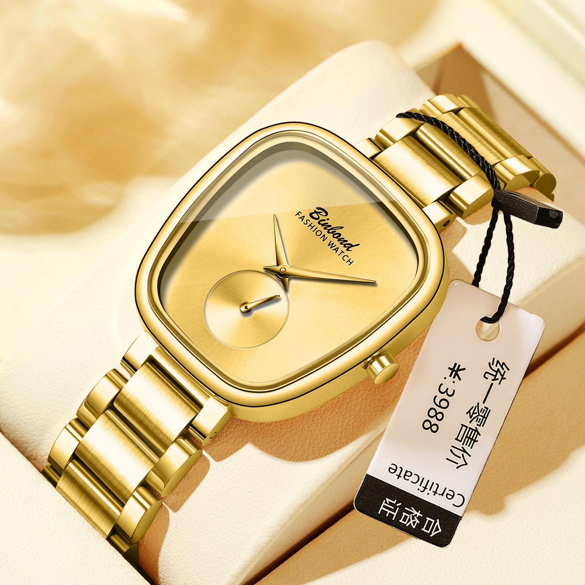 Reloj de cuarzo de acero inoxidable resistente al agua para mujer