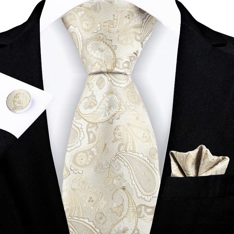 Corbata con flores de anacardo bordadas en jacquard