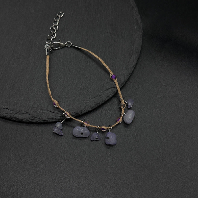 Raffia Pebble Bracelet, Hand-woven Bracelet, Raffia Anklet