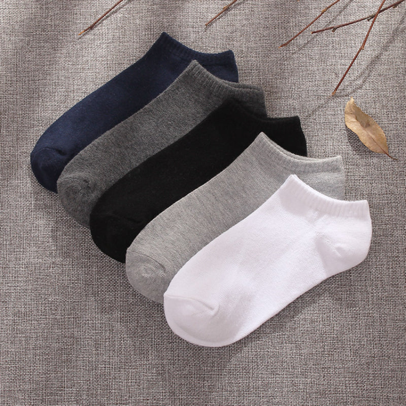 Calcetines tobilleros de corte bajo, transpirables, de algodón, de color liso, de verano, de negocios, modernos, absorbentes del sudor y de corte bajo.