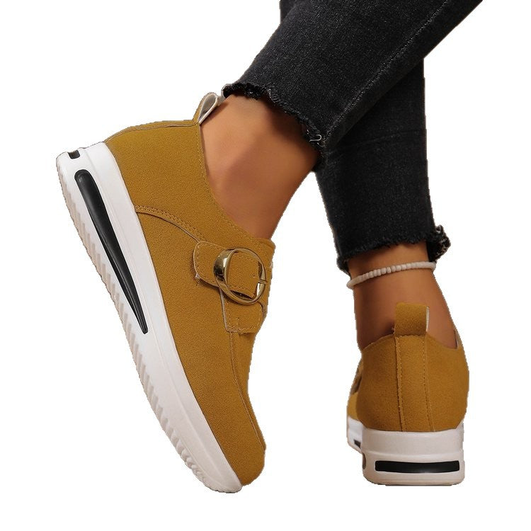Zapatos casuales sin cordones para mujer de color liso con cordones delanteros