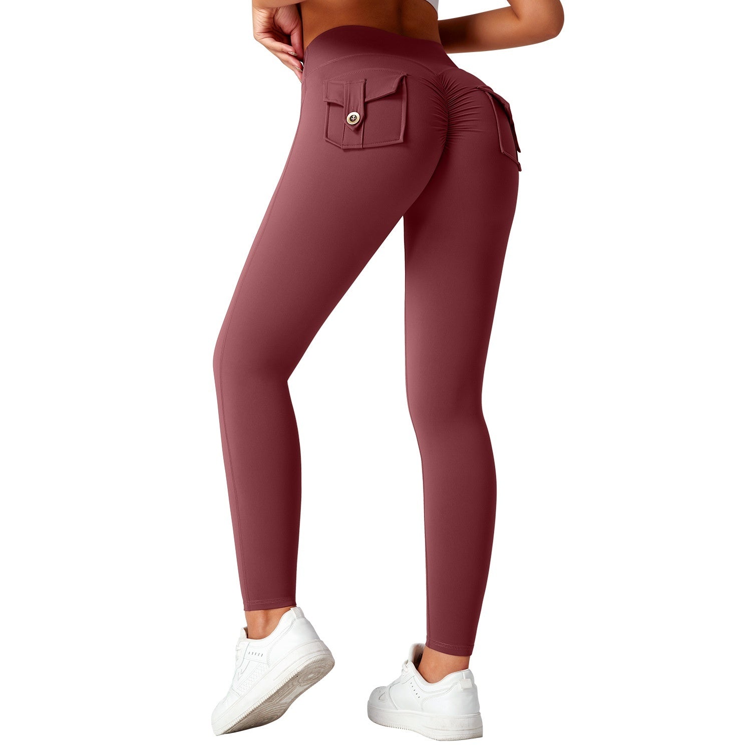 Pantalones de yoga para mujer, de cintura alta, elásticos y ajustados, que realzan los glúteos.