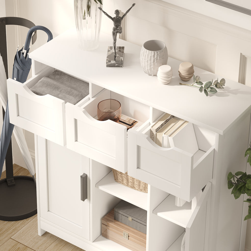 Armarios con cajones y estantes, para sala de estar, dormitorio y baño, decoración del hogar, color blanco.