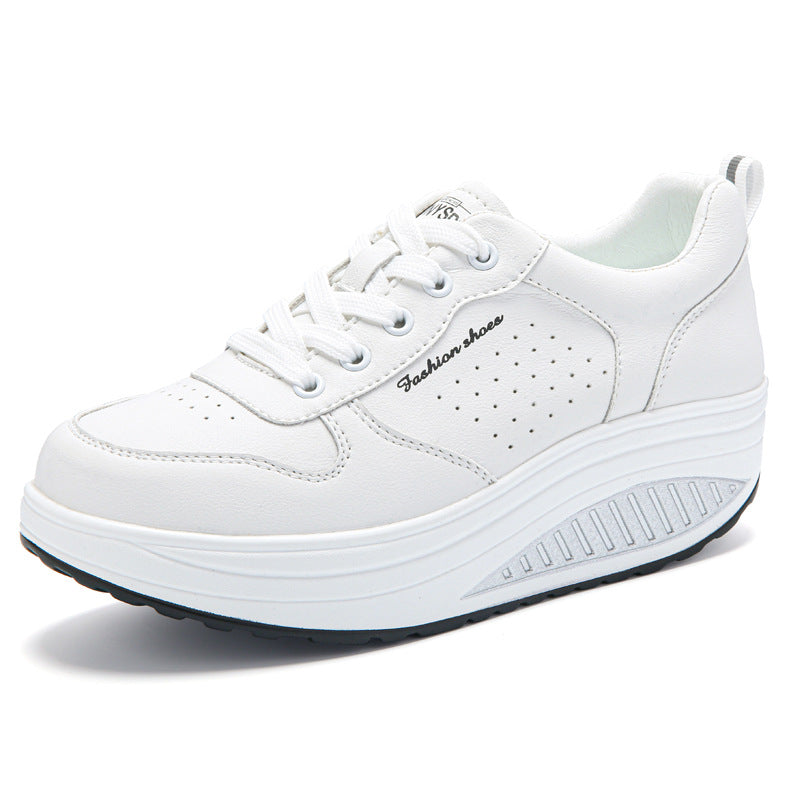 Zapatos deportivos casuales, versátiles y blancos de suela gruesa para mujer