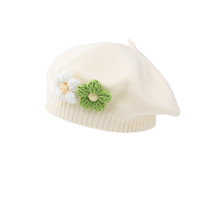 Gorro de niña Boina de punto de lana para bebé