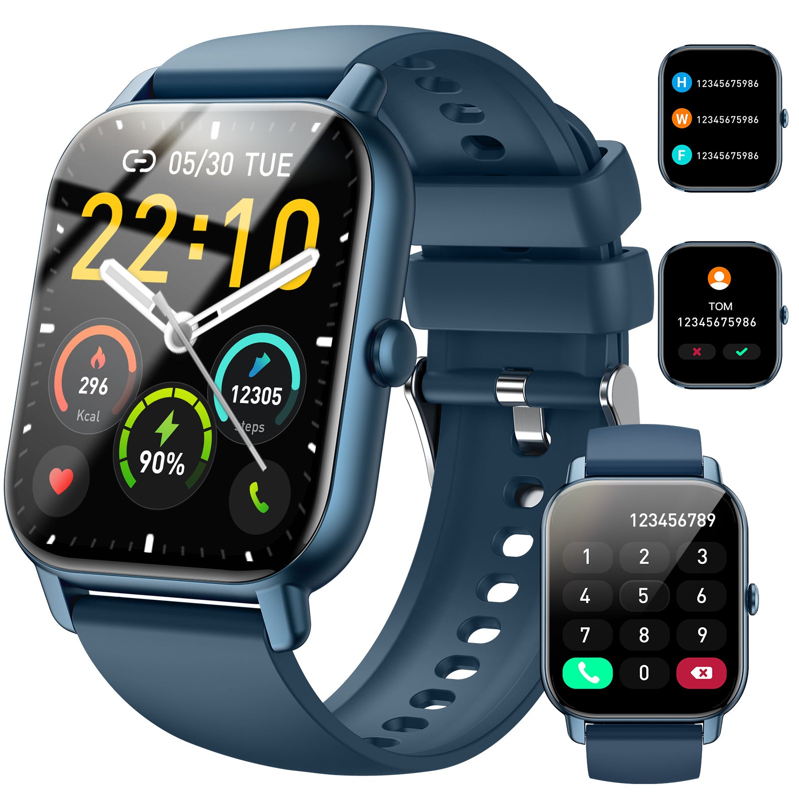 Reloj inteligente Bluetooth, llamadas, frecuencia cardíaca, presión arterial, sueño